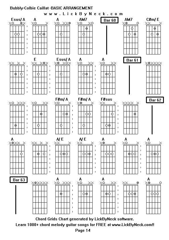 Chord Grids Chart of chord melody fingerstyle guitar song-Bubbly-Colbie Caillat -BASIC ARRANGEMENT,generated by LickByNeck software.